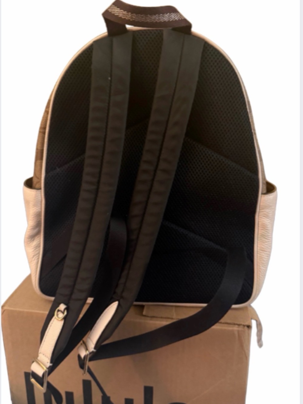 Coach Two-Tone Signature Mini Backpack in Brown & Cream - Picture 2 of 6